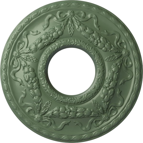 Ekena Millwork Hurley Ceiling Medallion (Canopies up to 7 1/4"), 22 1/8"OD x 7 1/4"ID x 1 3/4"P, Athenian Green CM26HUAGF - main